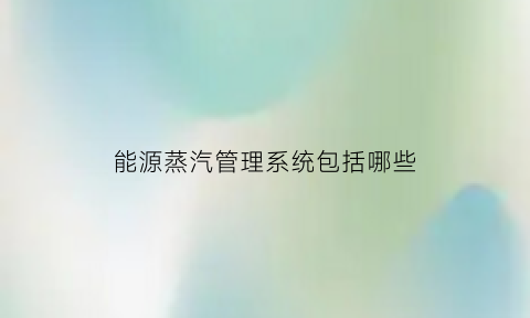 能源蒸汽管理系统包括哪些