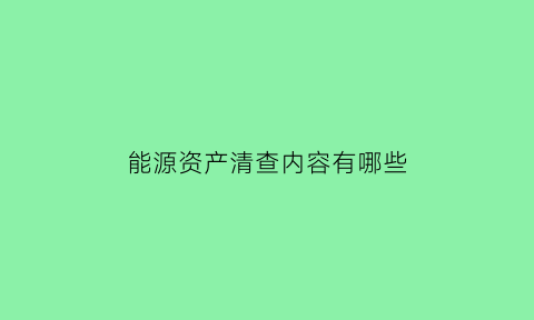 能源资产清查内容有哪些