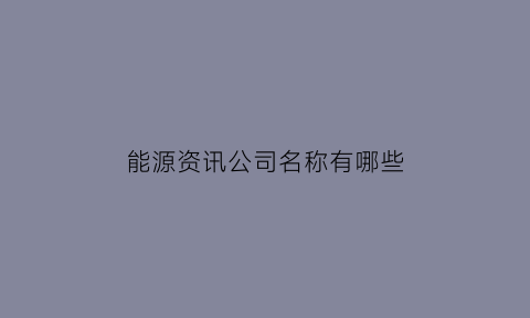 能源资讯公司名称有哪些