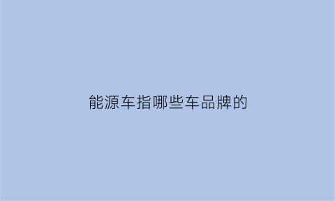 能源车指哪些车品牌的