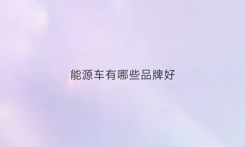 能源车有哪些品牌好