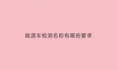 能源车检测名称有哪些要求