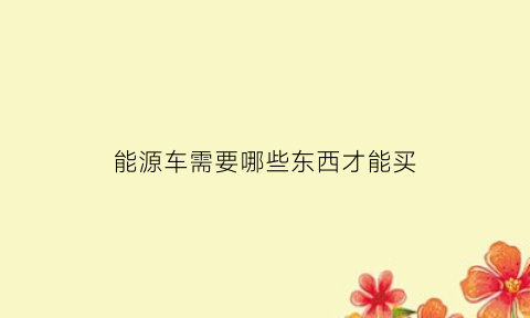 能源车需要哪些东西才能买(买能源车要购置税吗)