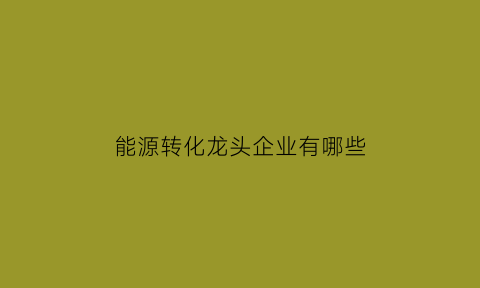 能源转化龙头企业有哪些