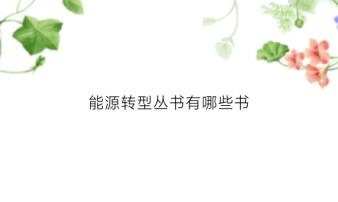 能源转型丛书有哪些书(能源转型是什么意思)