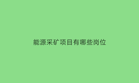 能源采矿项目有哪些岗位