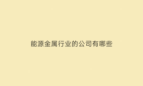 能源金属行业的公司有哪些