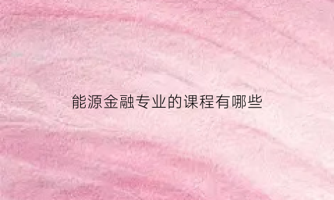 能源金融专业的课程有哪些