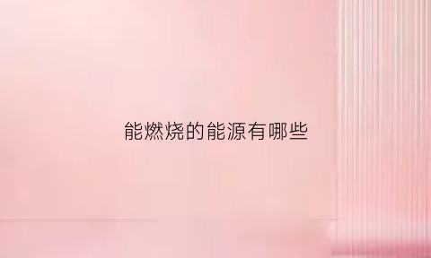 能燃烧的能源有哪些