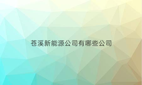 苍溪新能源公司有哪些公司