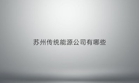 苏州传统能源公司有哪些