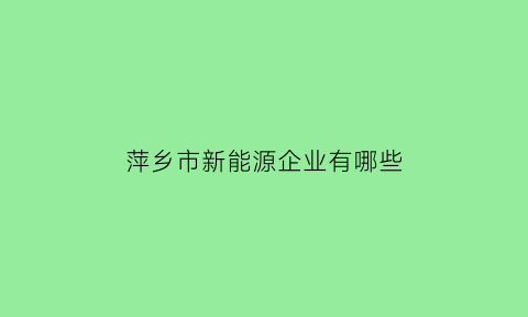 萍乡市新能源企业有哪些