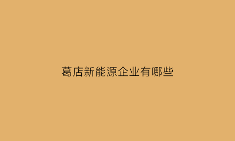 葛店新能源企业有哪些