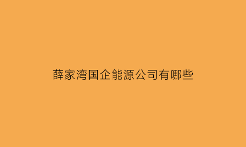 薛家湾国企能源公司有哪些(薛家湾国企能源公司有哪些公司)