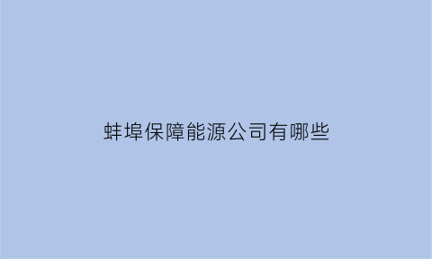 蚌埠保障能源公司有哪些