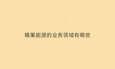 蜂巢能源的业务领域有哪些