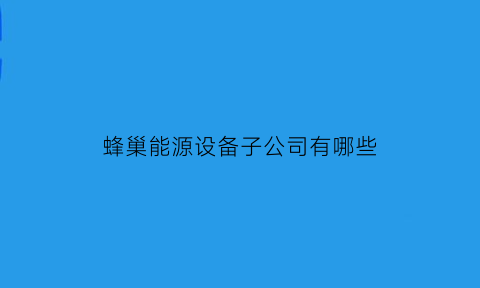 蜂巢能源设备子公司有哪些