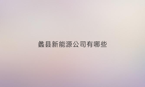 蠡县新能源公司有哪些