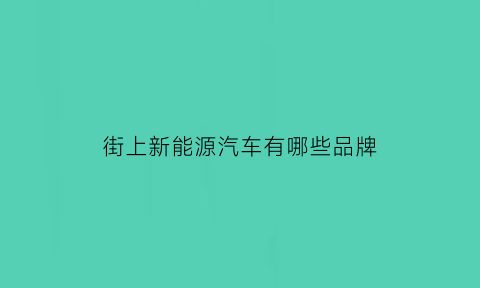 街上新能源汽车有哪些品牌