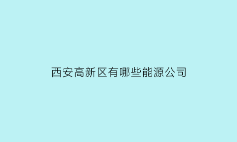 西安高新区有哪些能源公司