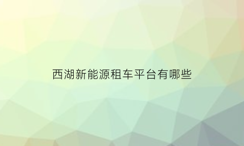 西湖新能源租车平台有哪些