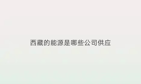 西藏的能源是哪些公司供应