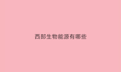 西部生物能源有哪些