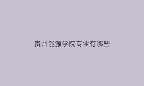 贵州能源学院专业有哪些