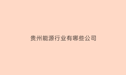 贵州能源行业有哪些公司