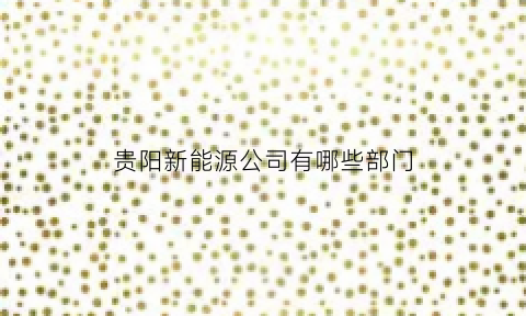 贵阳新能源公司有哪些部门