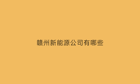 赣州新能源公司有哪些