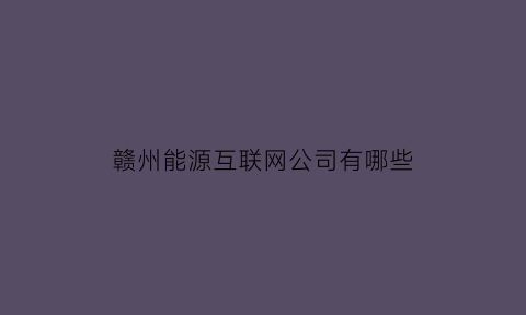 赣州能源互联网公司有哪些