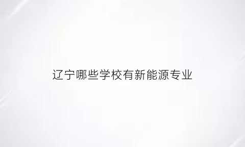 辽宁哪些学校有新能源专业