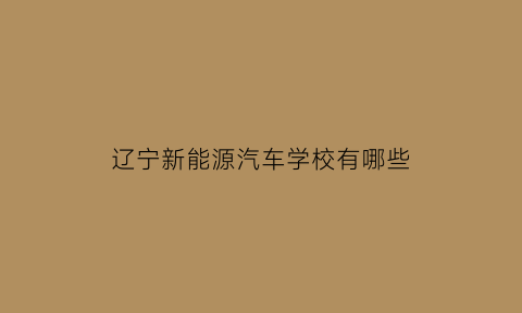 辽宁新能源汽车学校有哪些