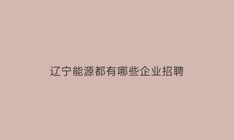 辽宁能源都有哪些企业招聘