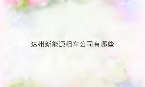 达州新能源租车公司有哪些