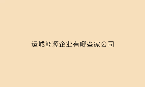 运城能源企业有哪些家公司