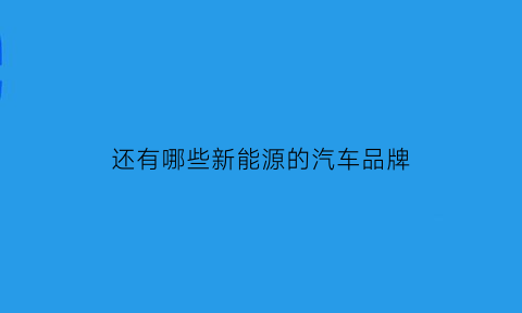 还有哪些新能源的汽车品牌