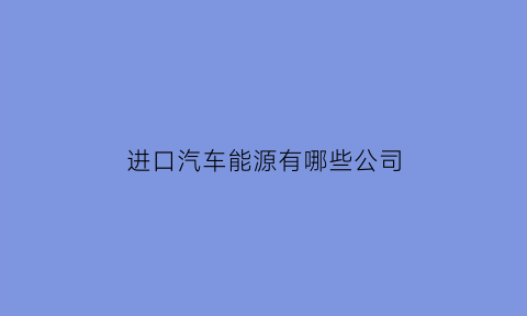 进口汽车能源有哪些公司