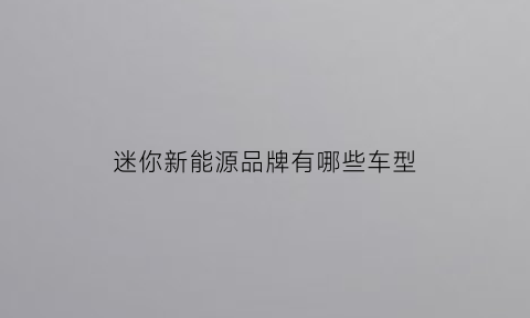 迷你新能源品牌有哪些车型