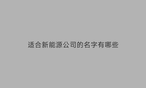 适合新能源公司的名字有哪些