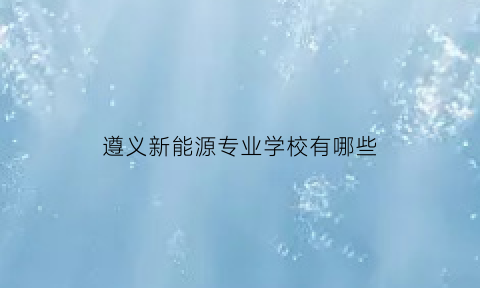 遵义新能源专业学校有哪些(遵义新能源基地在哪里)