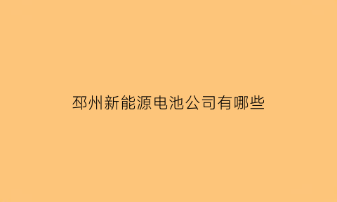 邳州新能源电池公司有哪些