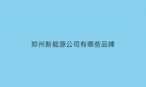 郑州新能源公司有哪些品牌