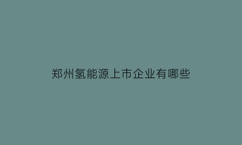 郑州氢能源上市企业有哪些(氢能驱动未来郑州)