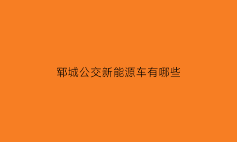 郓城公交新能源车有哪些