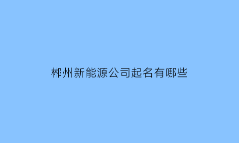 郴州新能源公司起名有哪些(郴州新能源公司起名有哪些地方)