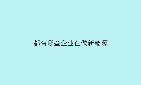 都有哪些企业在做新能源