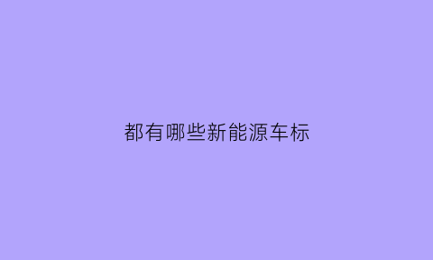 都有哪些新能源车标