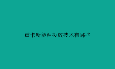 重卡新能源投放技术有哪些(新能源重卡国家政策扶持)